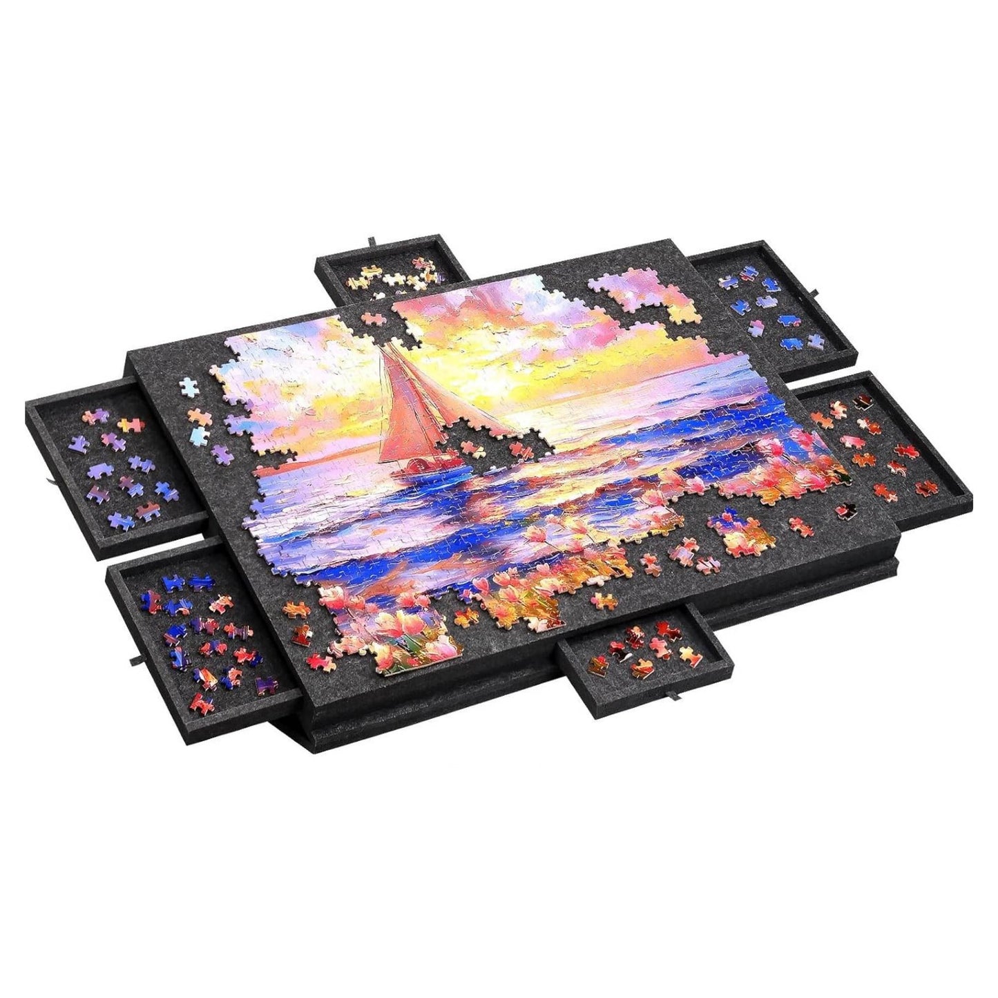 Social Hike Puzzle Felt Board - Folding Portable Stand Cover and Drawers-6