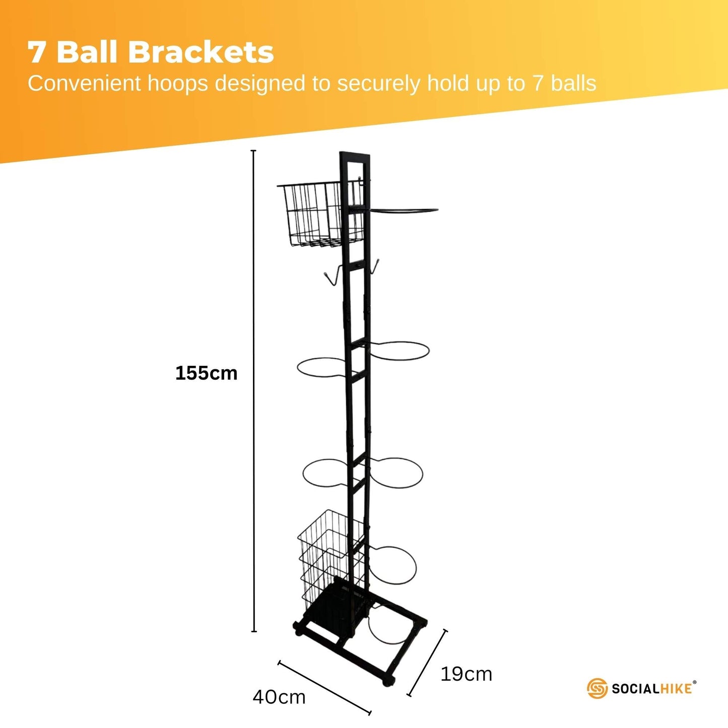 Sports Equipment Storage Rack - Vertical Ball Organiser Basketball Garage Stand-2