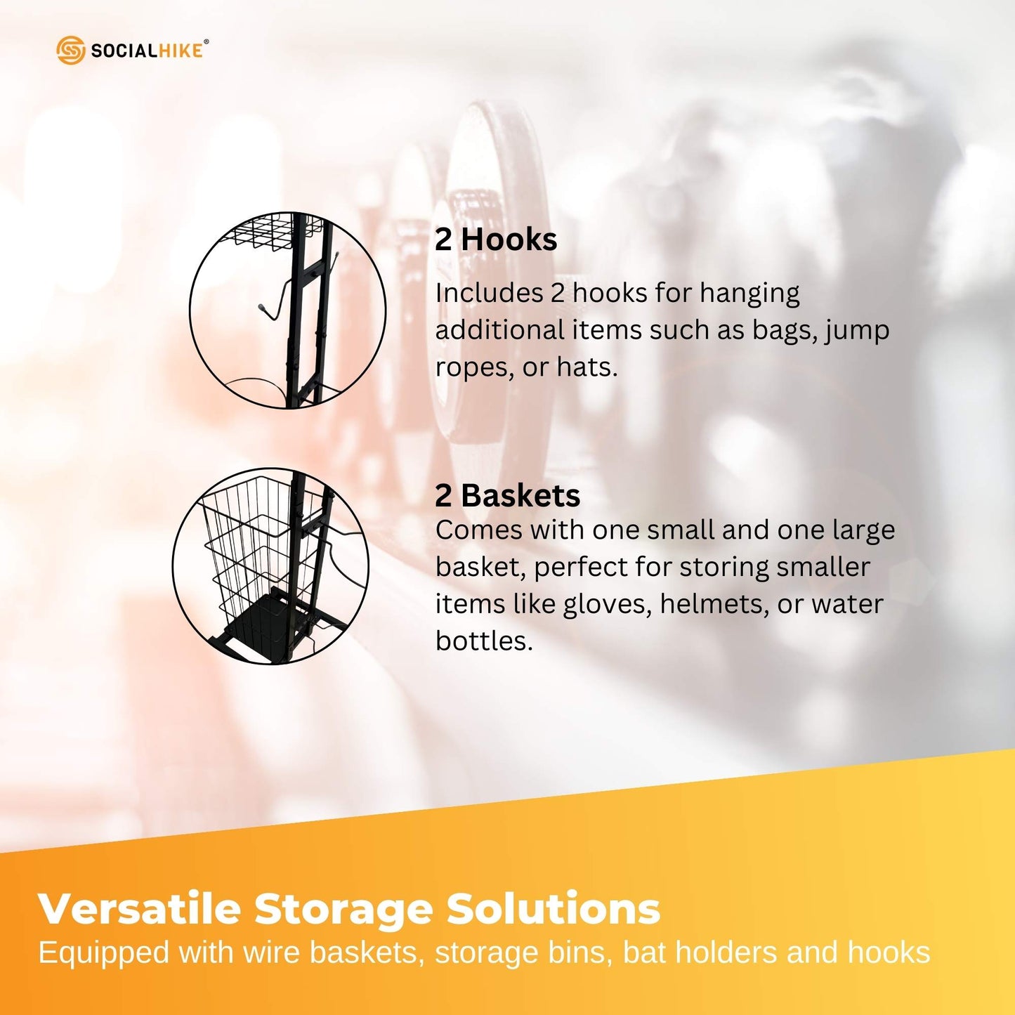 Sports Equipment Storage Rack - Vertical Ball Organiser Basketball Garage Stand-3