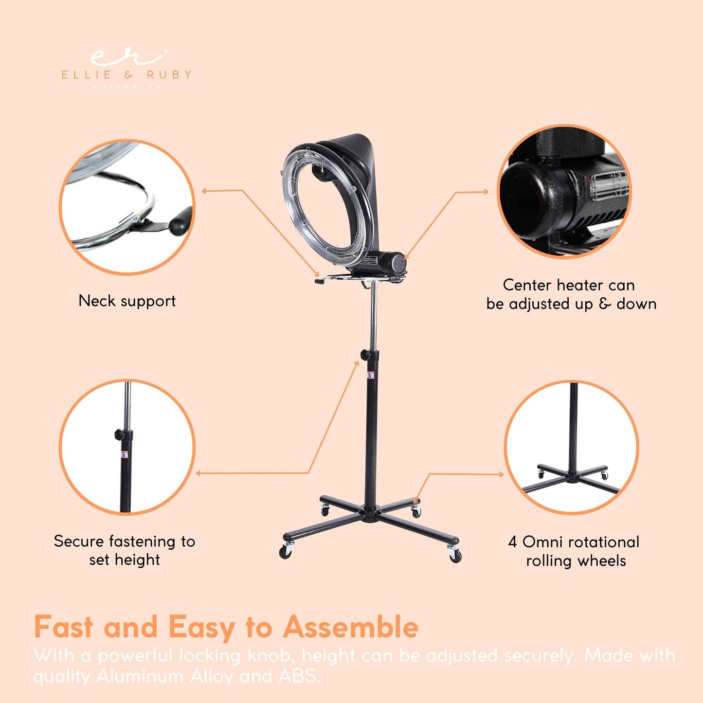 Standing Hair Dryer Accelerator Colour 360 Rotating Halo Rolling Salon Equipment-4
