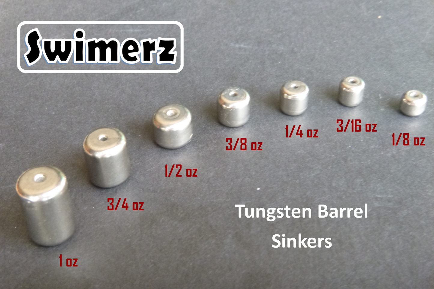 Swimerz 3/8oz Tungsten Barrel Sinker, Qty 4 per Pack.-1