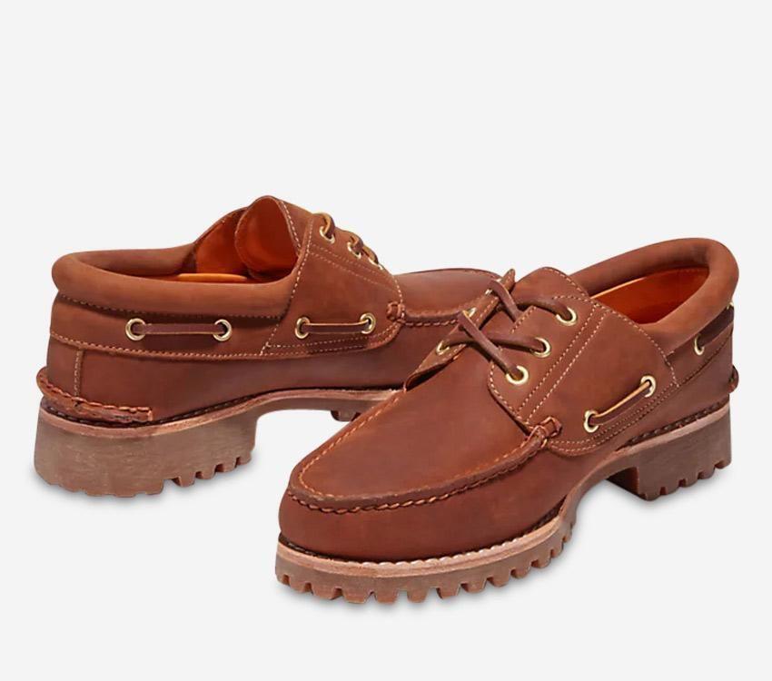 Timberland Mens Authentic Handsewn Boat Shoes Rust Full Grain Leather - Rust-3