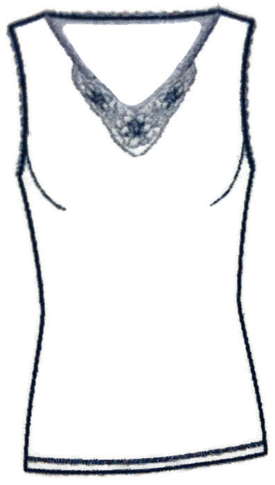 Womens V-Neck Pure Merino Wool Thermal Tank Top Lace Motif Singlet Thermals-3