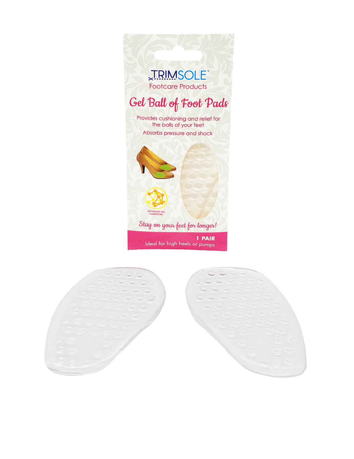 1 Pair TRIMSOLE Gel Ball of Foot Pads Cushion Feet Insoles for High Heels Heeled Sandals-0