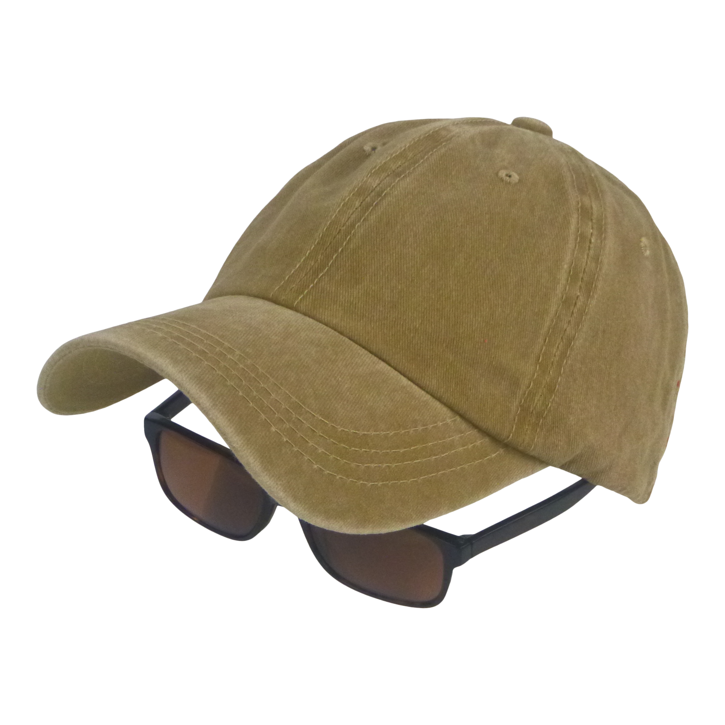 BSTC 6-Panel Baseball Cap, Distressed Cotton, Tan-1