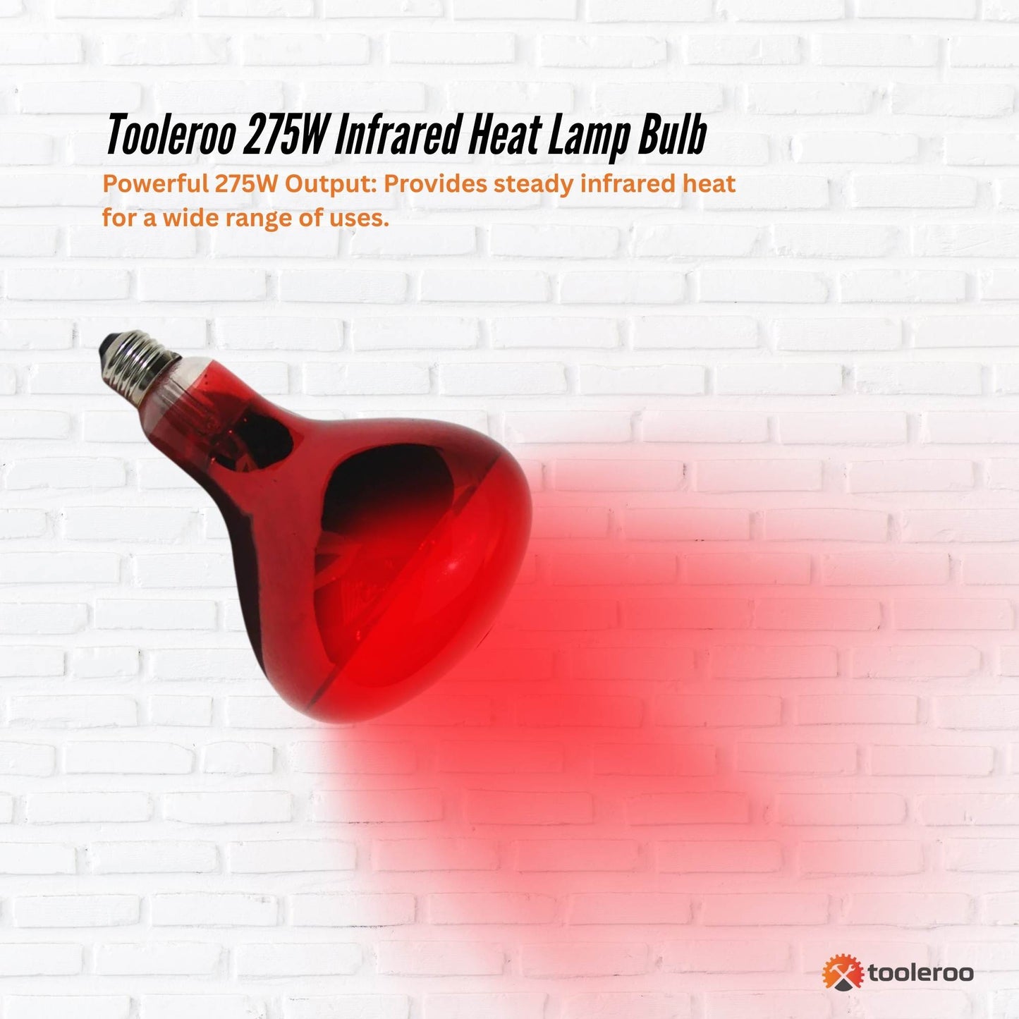Tooleroo 275W Infrared Heat Lamp Bulb - Red Edison Screw Therapy Light YC-868B-1