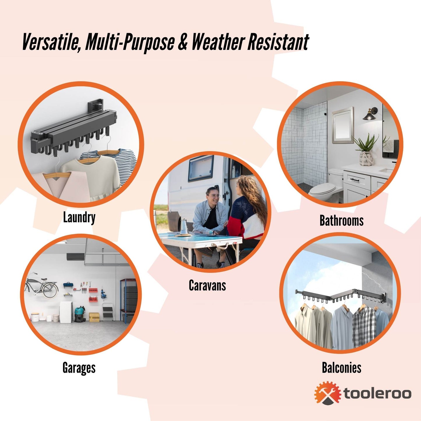 Tooleroo Clothes Drying Rack Tri-Fold Wall-Mount Space-Saving Laundry Hanger-4