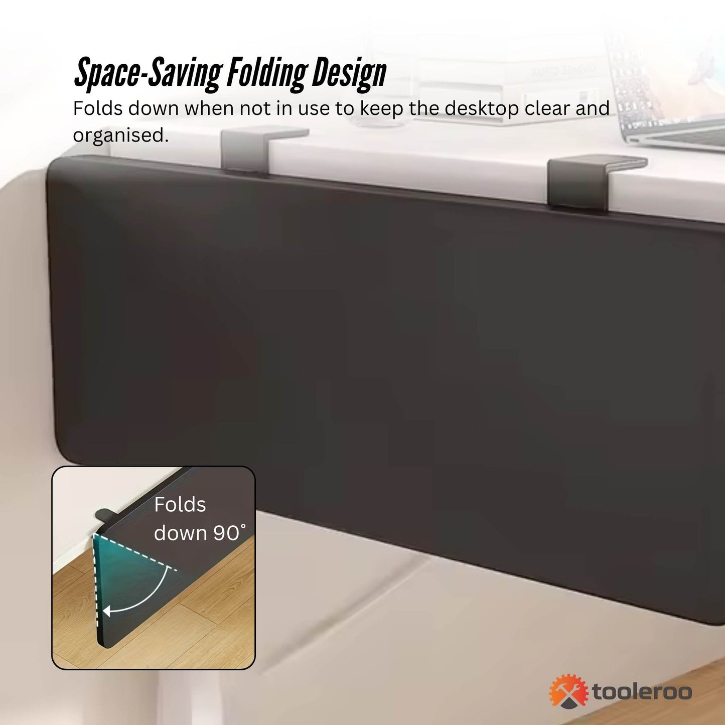 Tooleroo Folding Tray Desk Extender - Clamp-On Table Extension Shelf Black-4