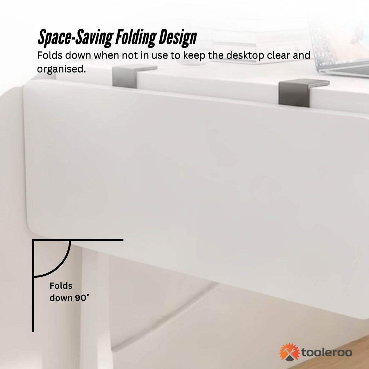 Tooleroo Folding Tray Desk Extender - Clamp-On Table Extension Shelf White-4