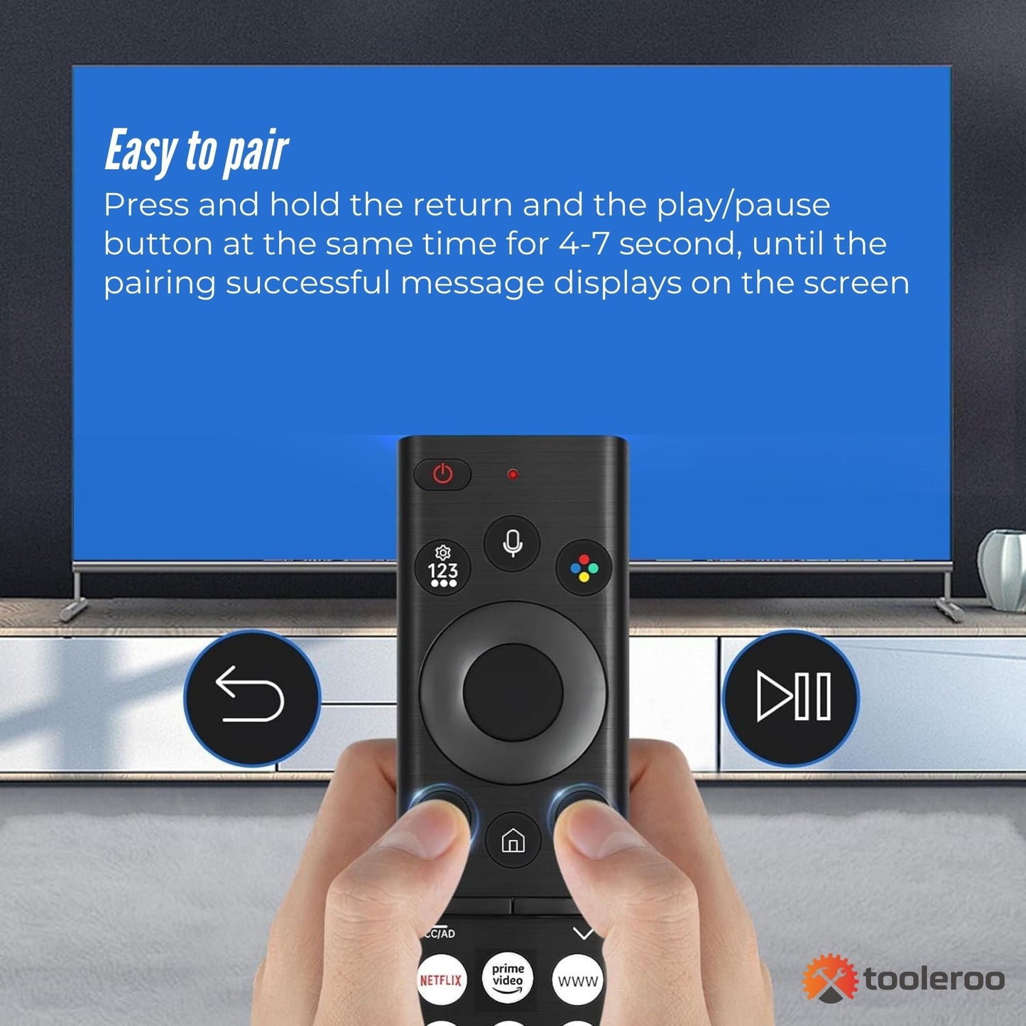 Tooleroo Smart TV Remote Control Replacement For Samsung Voice URC01910F-4