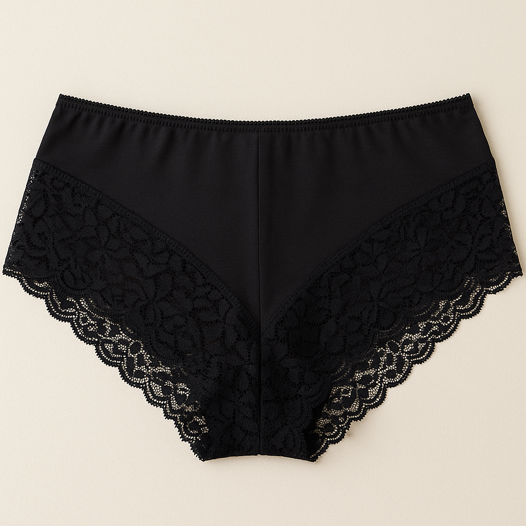 Womens Lace Boyshort Boyleg Full Briefs Underwear Undies in Black-2