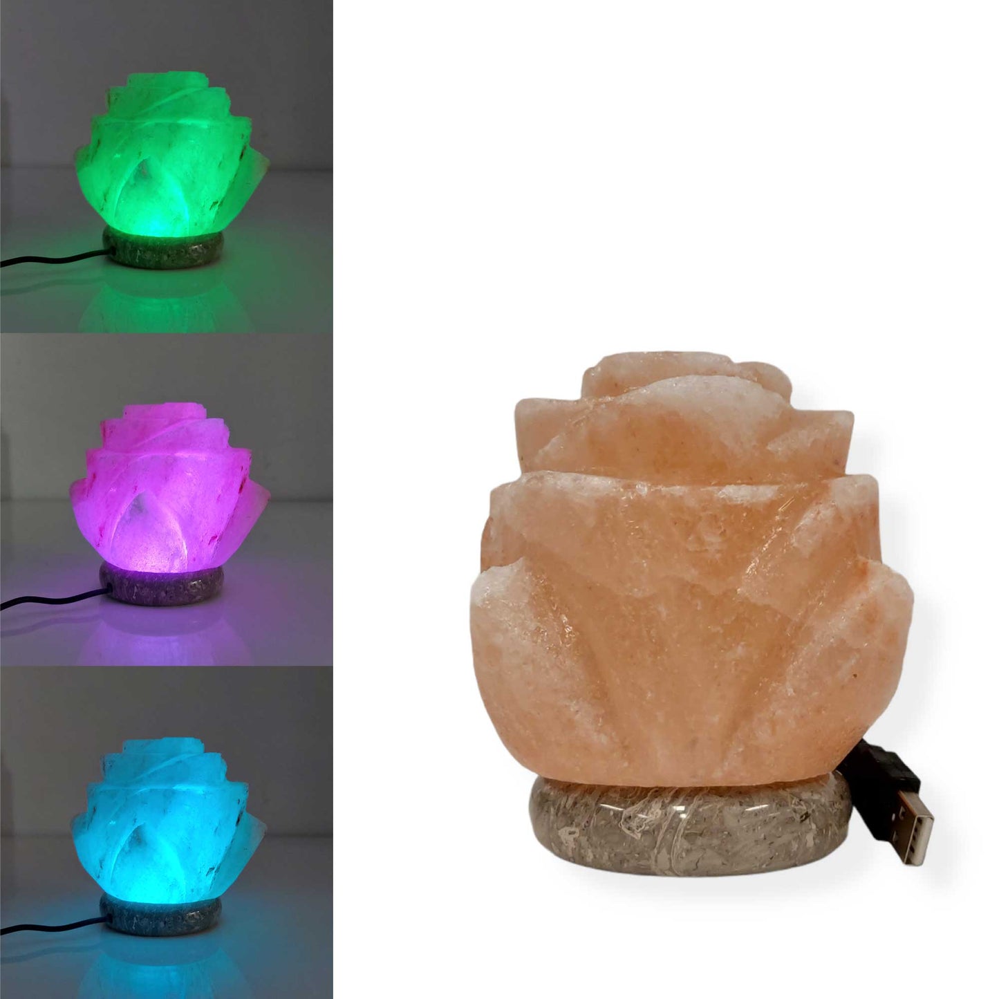 USB Colour Changing Salt Himalayan Lamp - Carved Shape Pink Rock LED Light-9