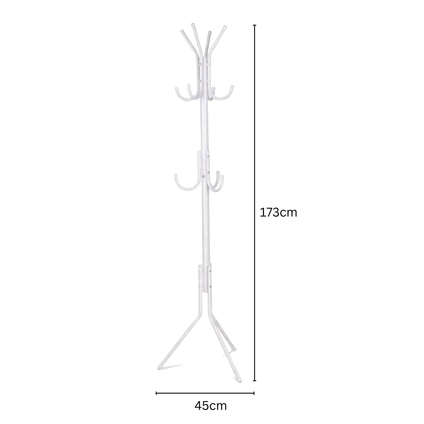 EKKIO 12 Hook Metal Coat Rack Stand with 3-Tier Hat Hanger (White) EK-CRS-100-GQR
