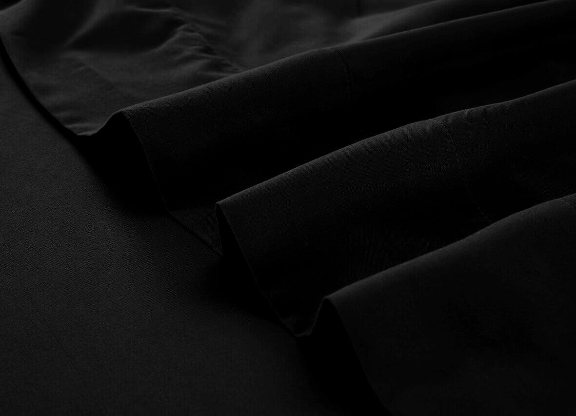 GOMINIMO 4 Pcs Bed Sheet Set 1000 Thread Count Ultra Soft Microfiber - King Single (Black)