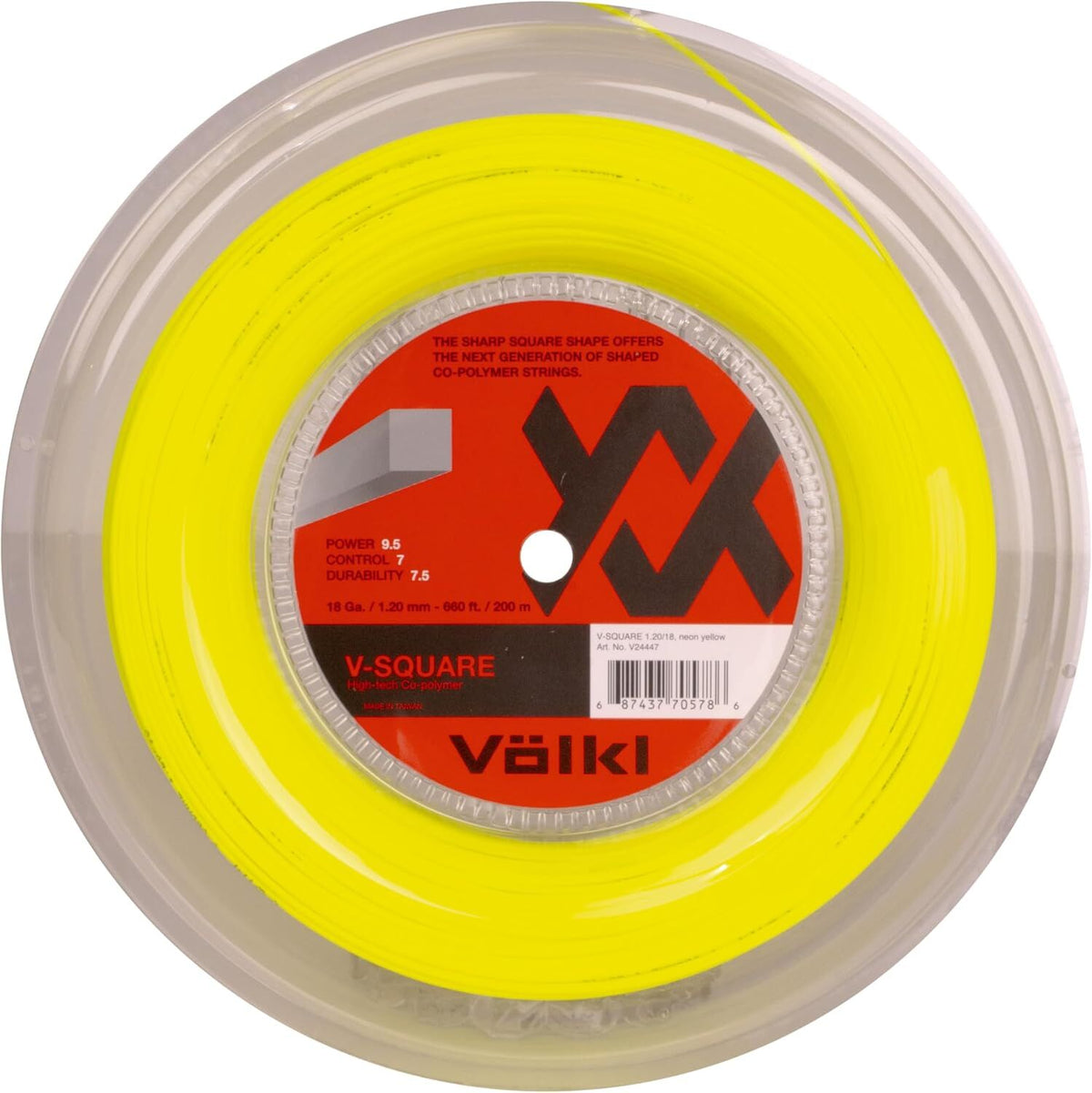 Volkl 200m V-Square 18g/1.20mm Tennis String Reel in Neon Yellow