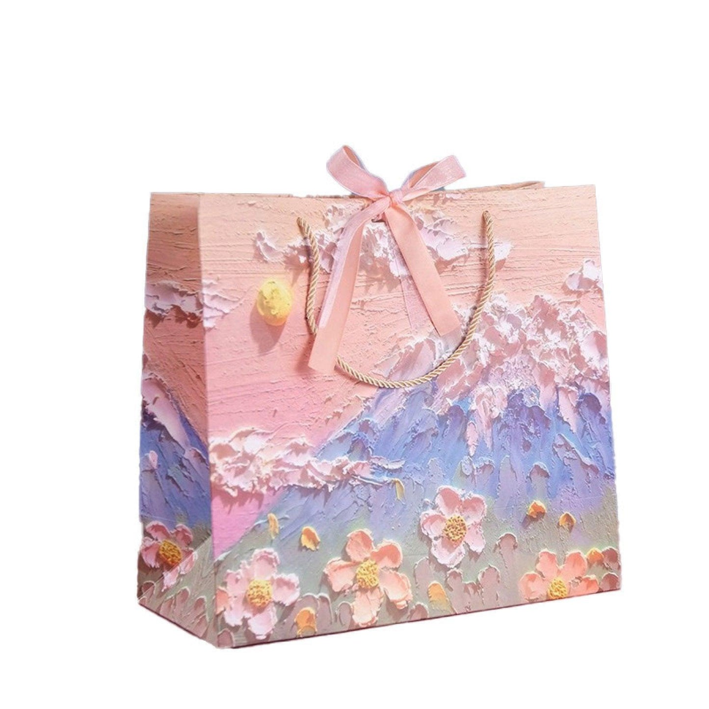 10pcs Oil Painting Gift Paper Bags for Birthday and Holiday Gift Packaging Tote - M
