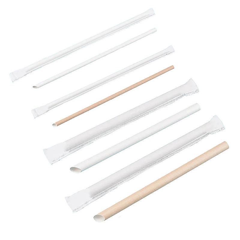 1000-2000pcs Colourful Paper Drinking Straws FOIL Metallic Party - White-12*200mm 1000PCS