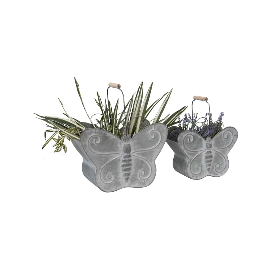 Set 2 Distressed Butterfly Planters 37cm