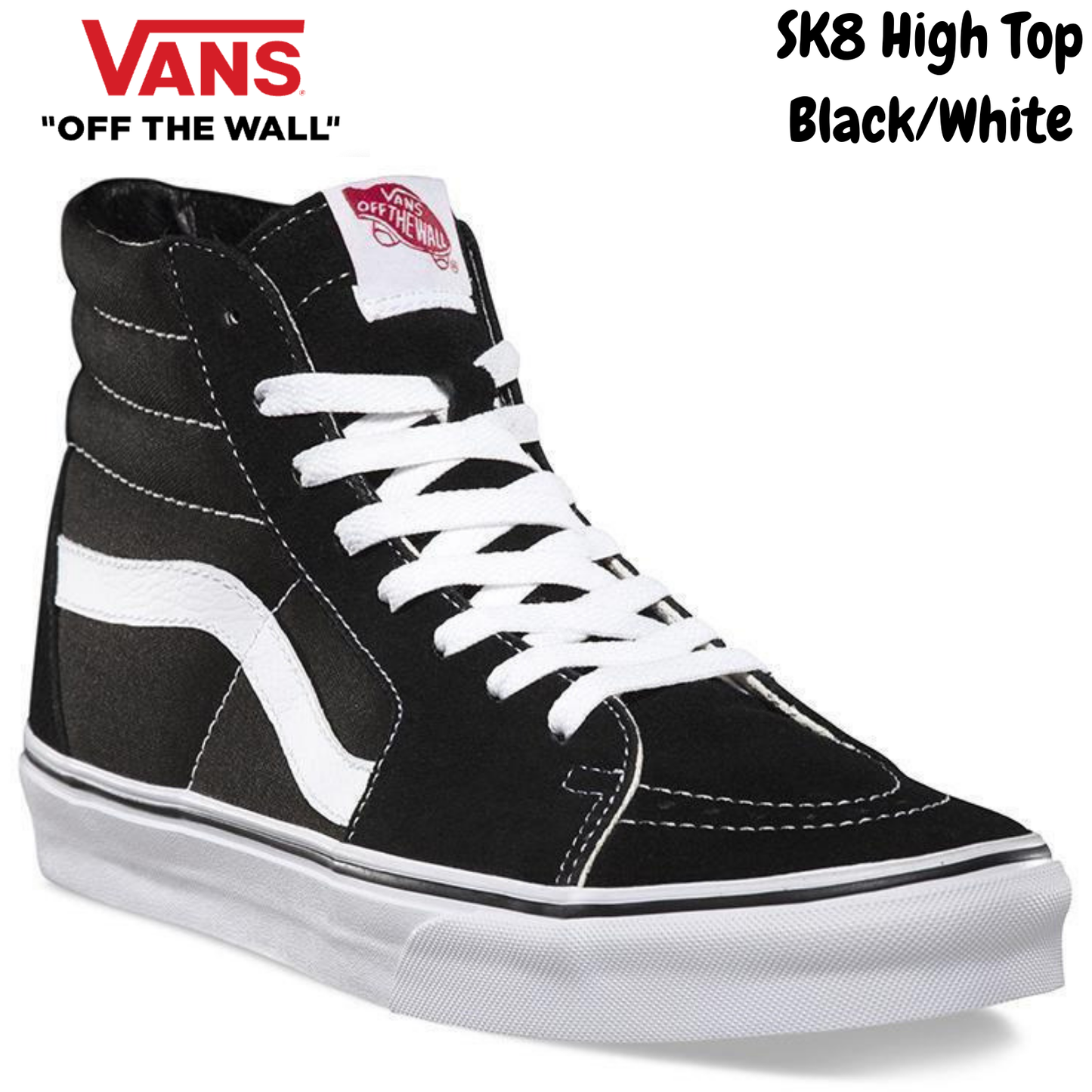 VANS SK8 Hi Casual Shoes High Top Canvas Skateboard Sneakers Old Skool - Black/White-1