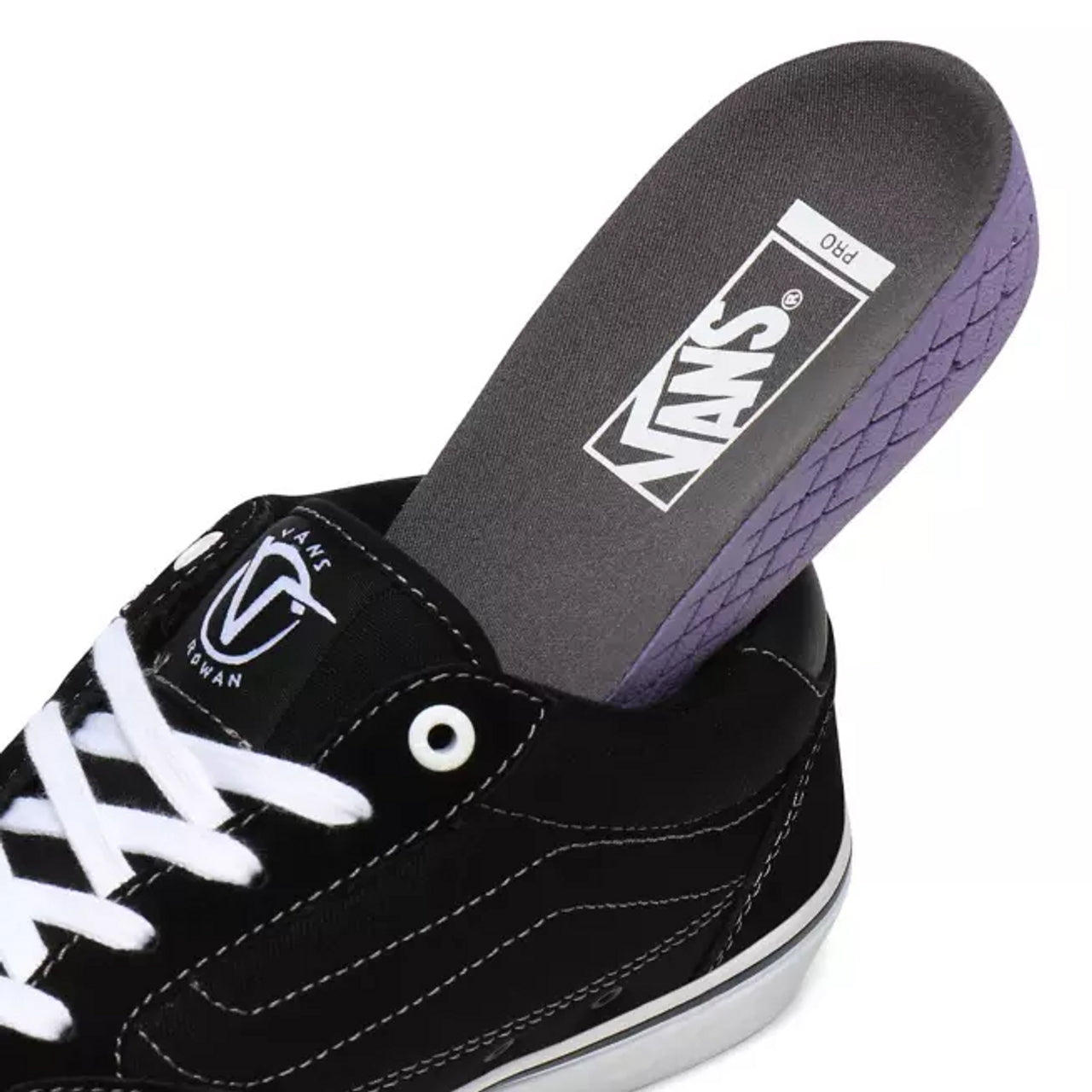 Vans Mens Rowan Pro Zorilla Shoes Slip-Resistant Lightweight - Black/White-4