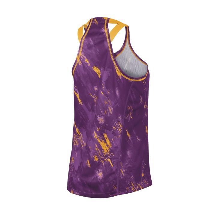Wilson's Womens Painted Print Mesh Tennis Tank Sleeveless Top - Plum-2