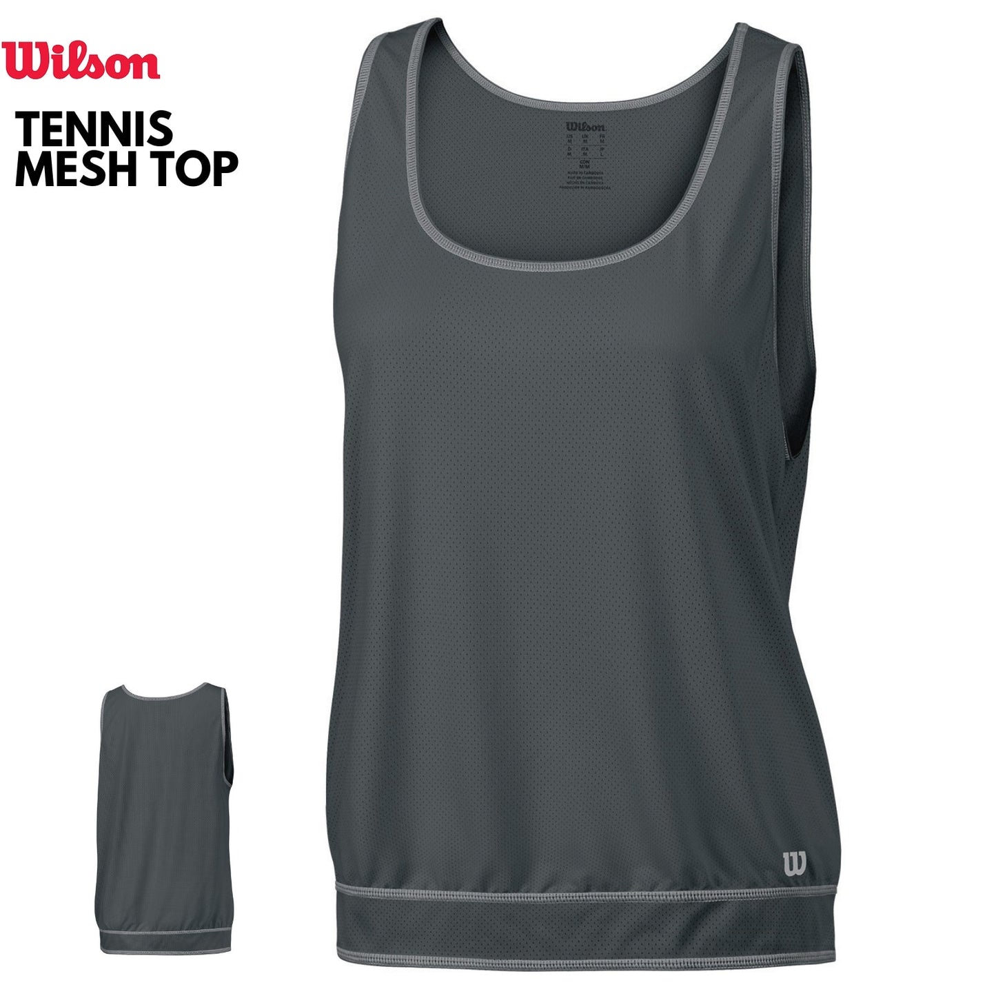 WILSON Womens Spring Mesh Tank Top nanoWIK Tennis - Grey-1