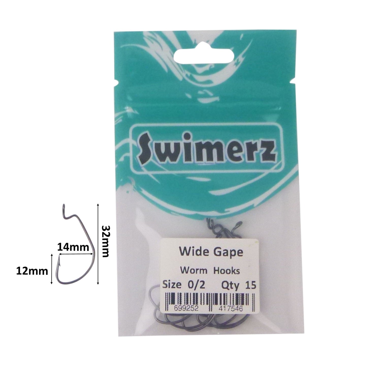 Swimerz 0/2 Wide Gape Worm Hook 15 Pack-2