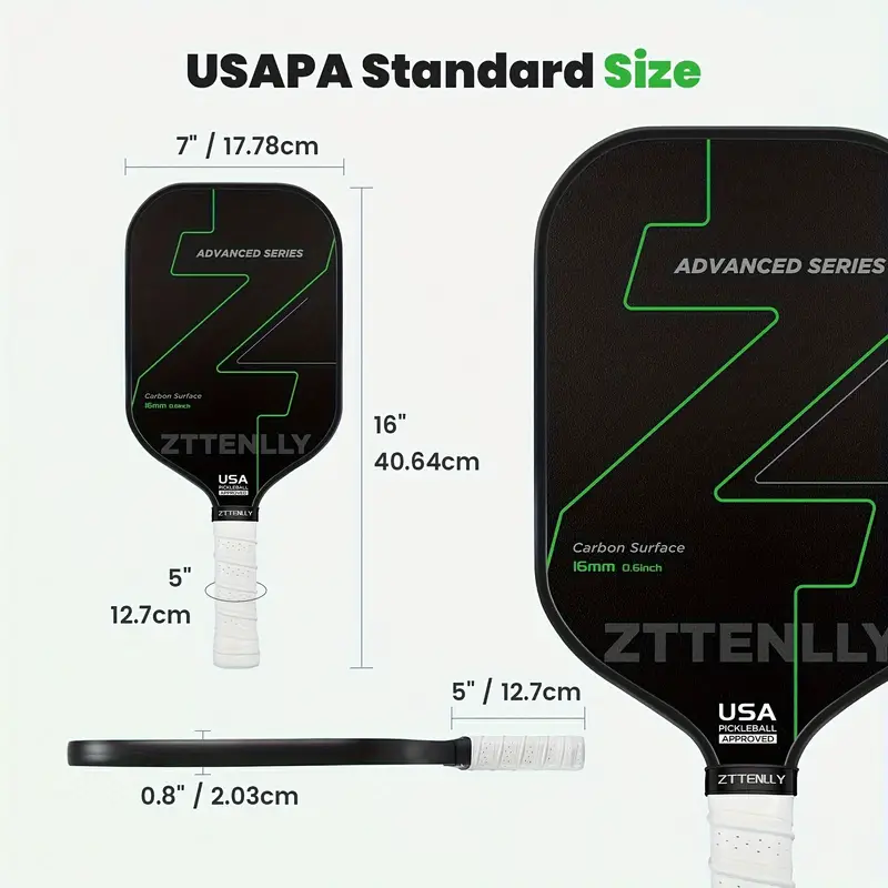 T300 Graphite Carbon Fiber Pickleball Paddle - Green (Racket/Racquets)-3