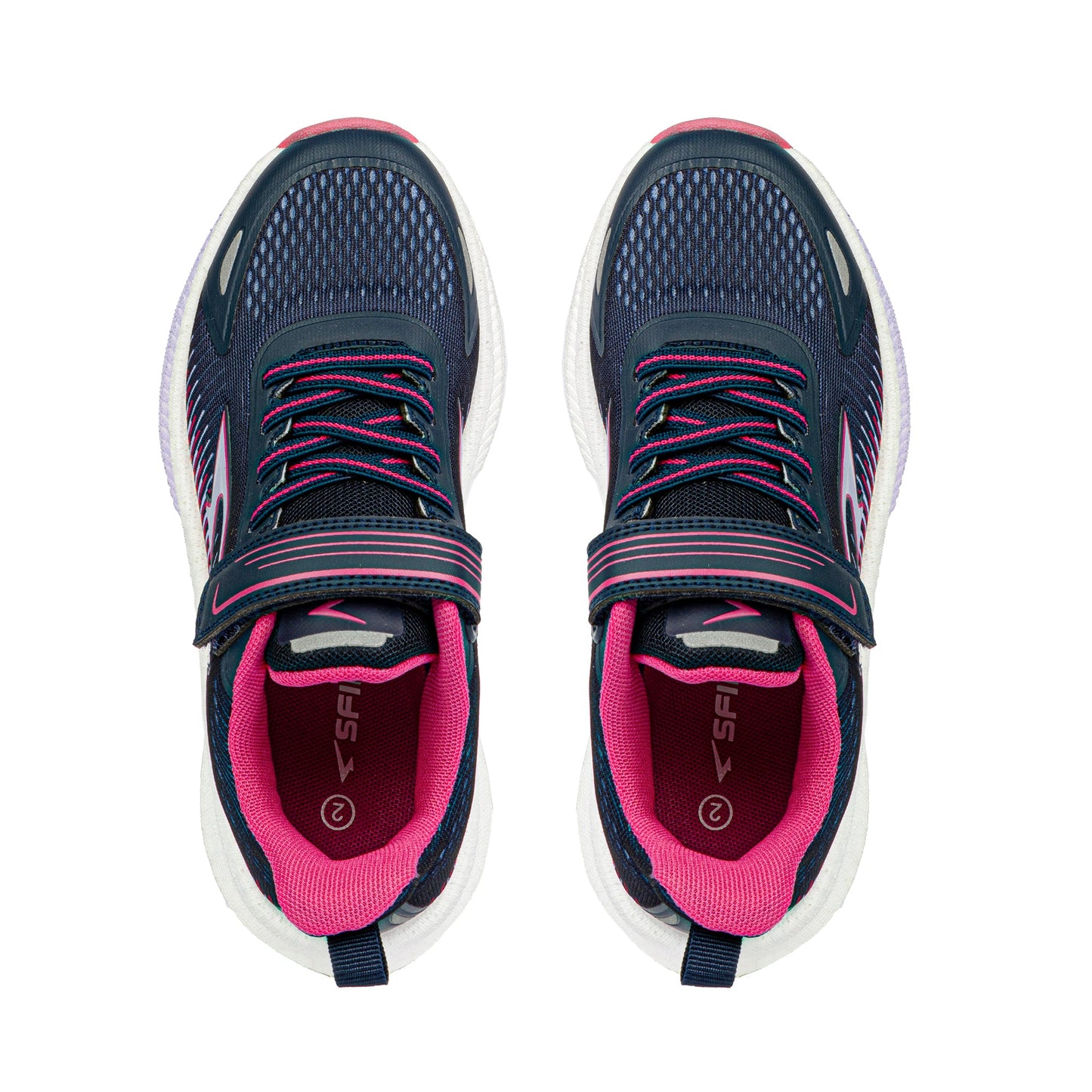 Zephyr 2.0 Girls Runners - Navy/Lavender/Fuchsia V Strap-2