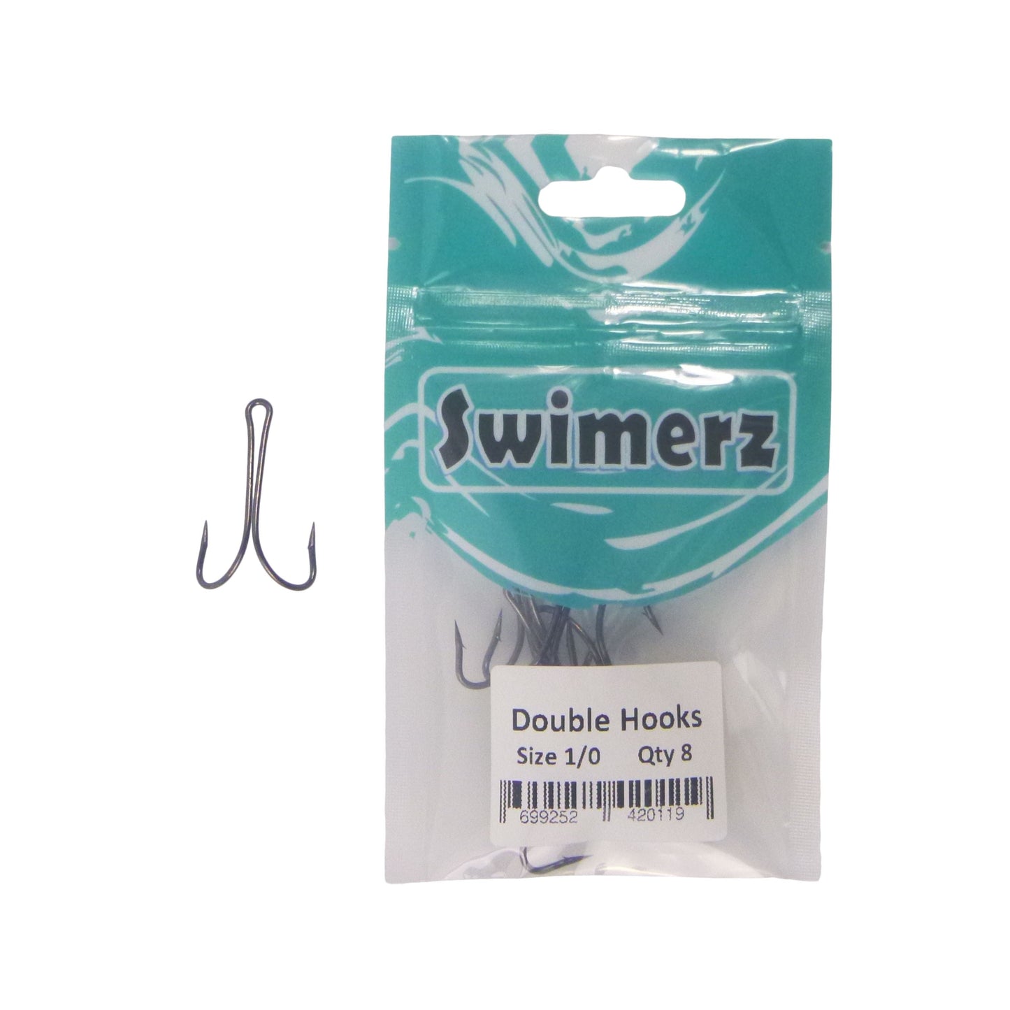 Swimerz Size 1/0 Extra Strong Double Hook 8 Pack-1