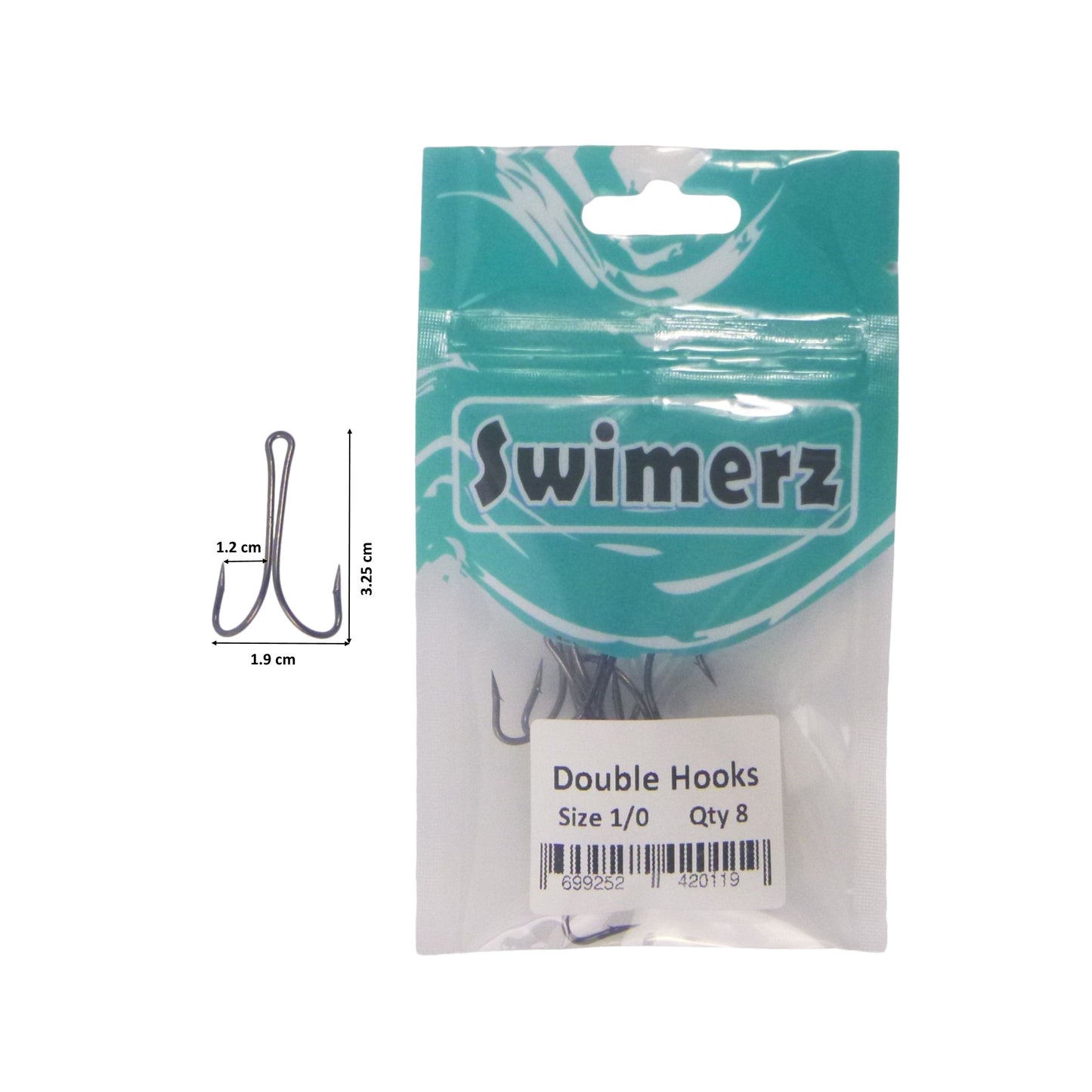 Swimerz Size 1/0 Extra Strong Double Hook 8 Pack-2