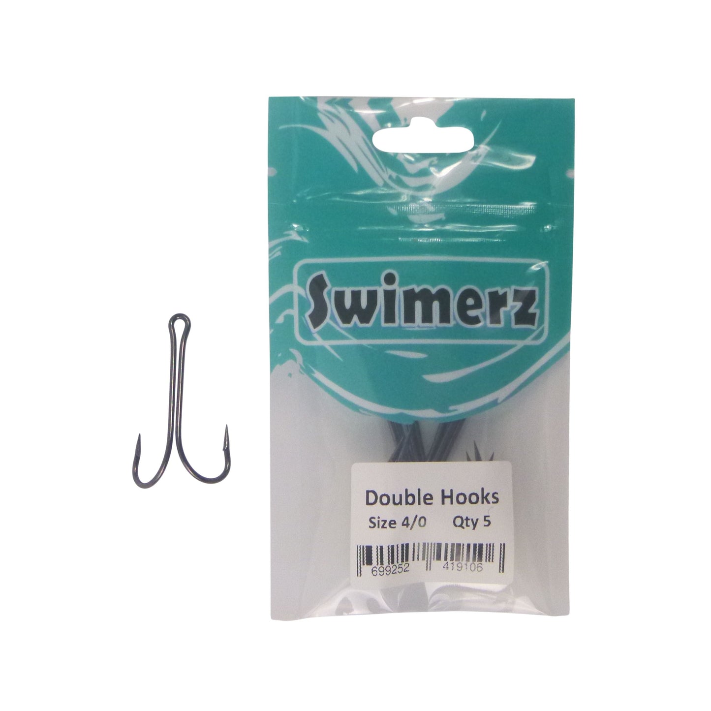 Swimerz Size 4/0 Extra Strong Double Hook 5 Pack-1