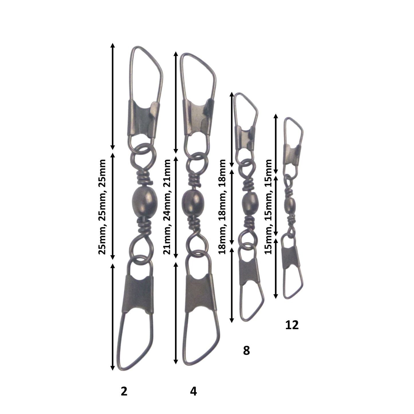 Swimerz Double Snap Barrel Swivels, Size 12, 20 pack-1