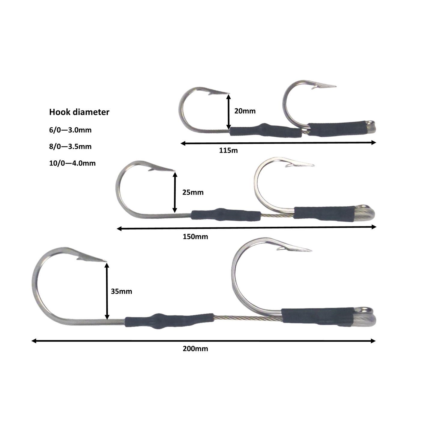 Swimerz Jigging & Trolling Hooks, Inline Double, 8/0, Qty 3-1