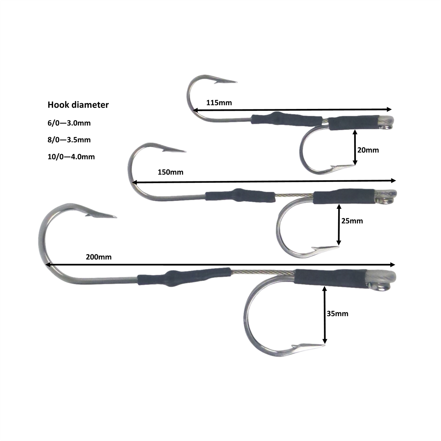 Swimerz Jigging & Trolling Hooks, 180 Double, 10/0, Qty 3-1