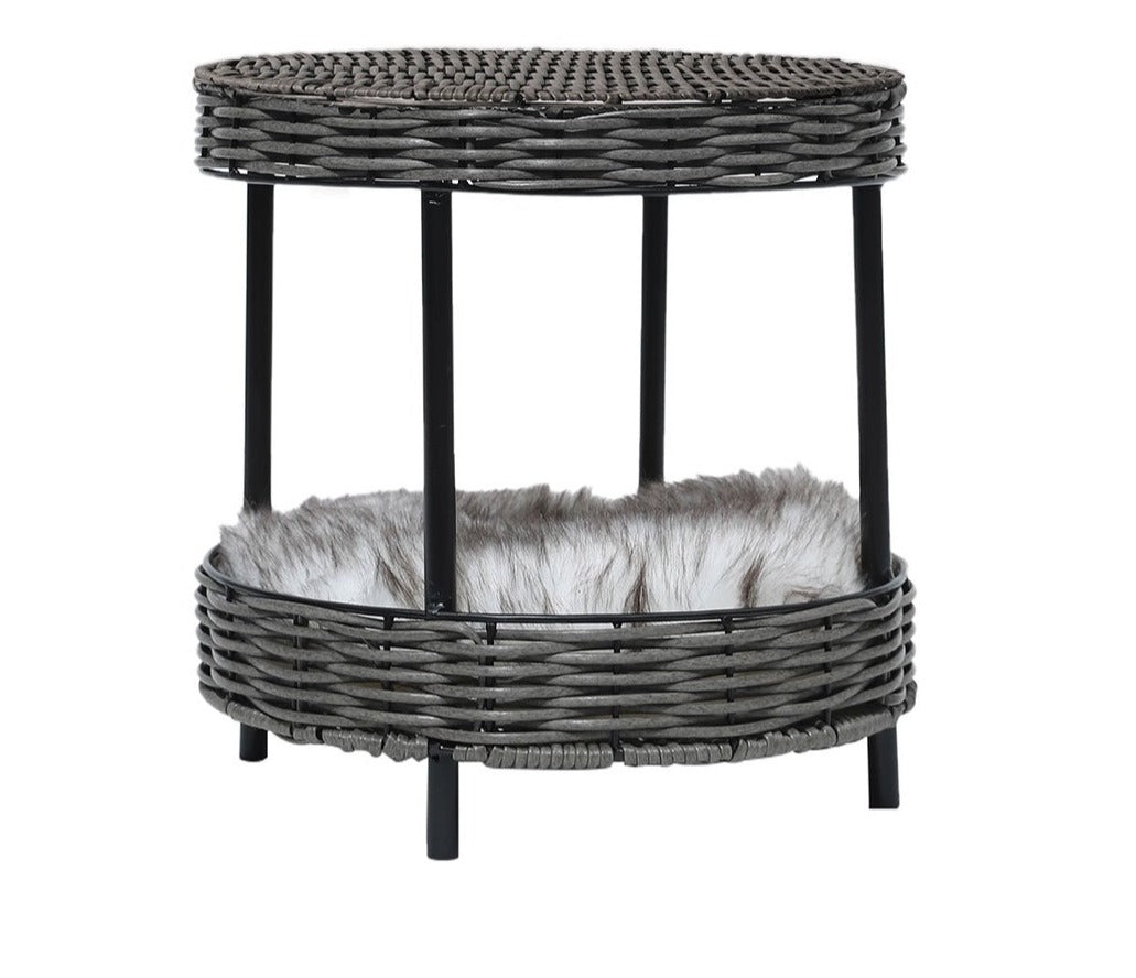 Rattan Raised Wicker Basket Pet Bed-1