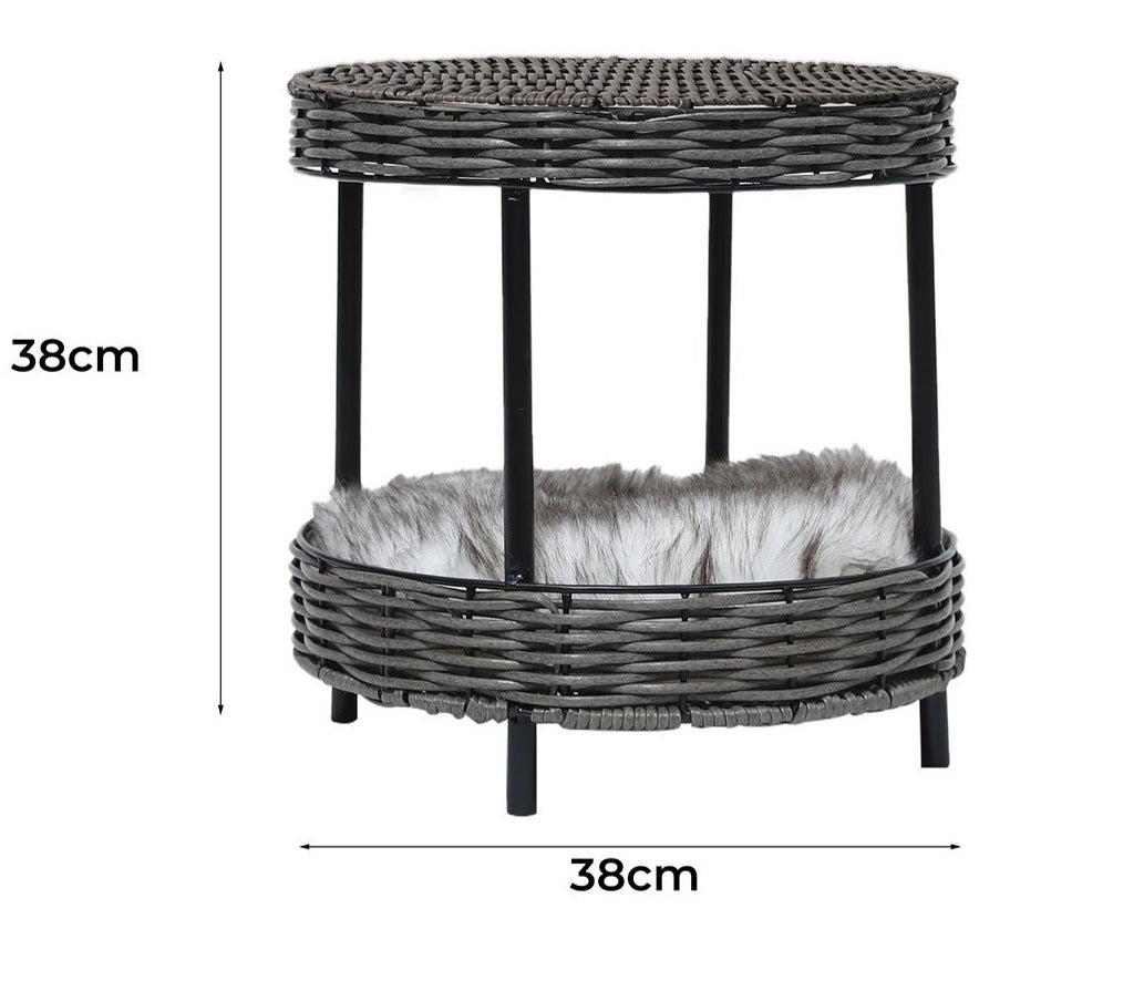 Rattan Raised Wicker Basket Pet Bed-2