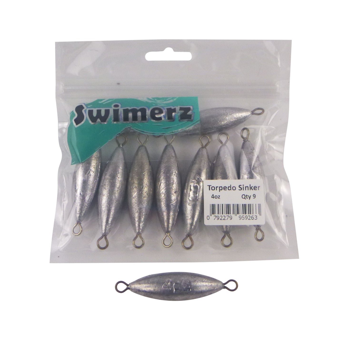 Swimerz 4oz Torpedo Trolling Sinker, Lead 9 Pack-1