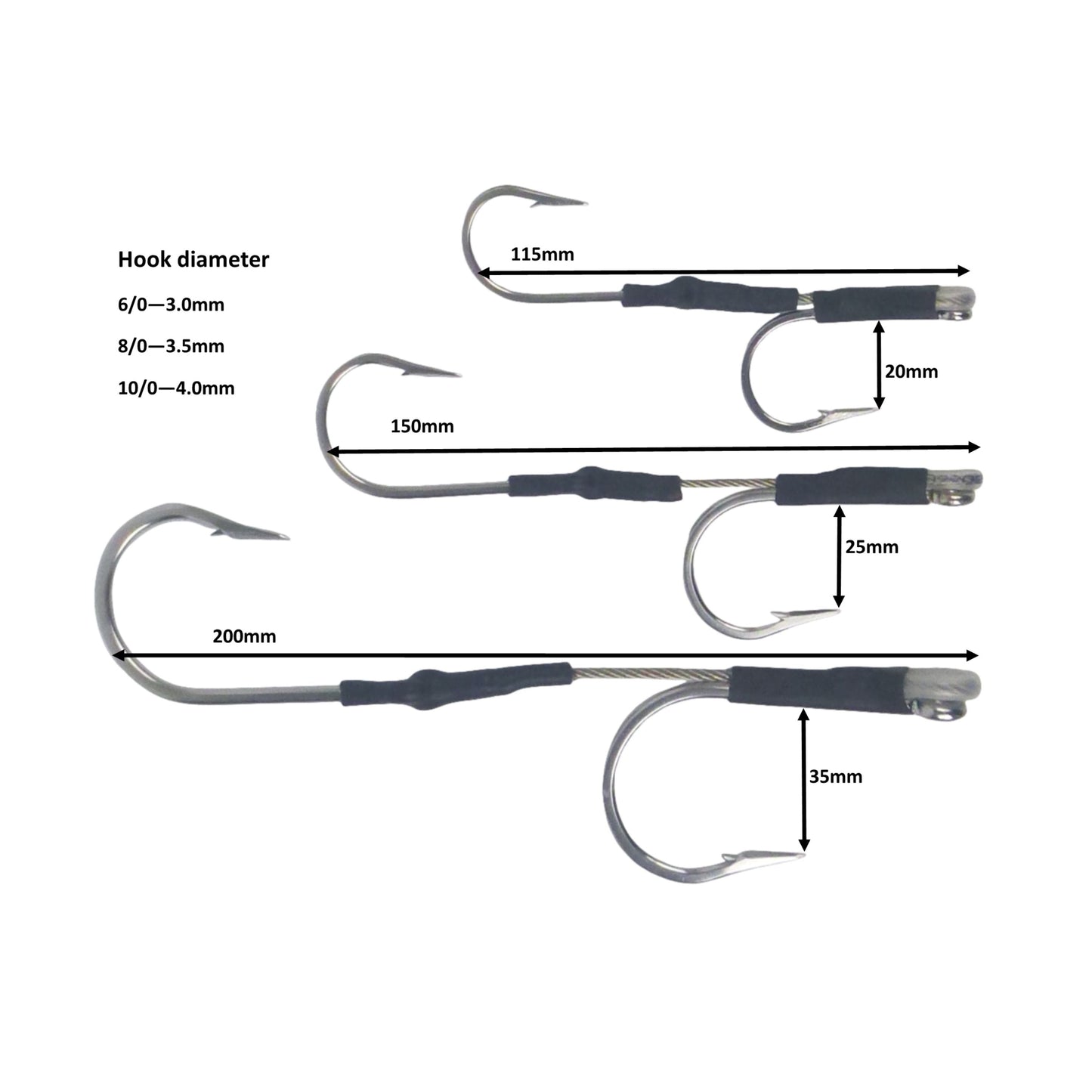 Swimerz Jigging & Trolling Hooks, 180 Double, 8/0, Qty 3-1