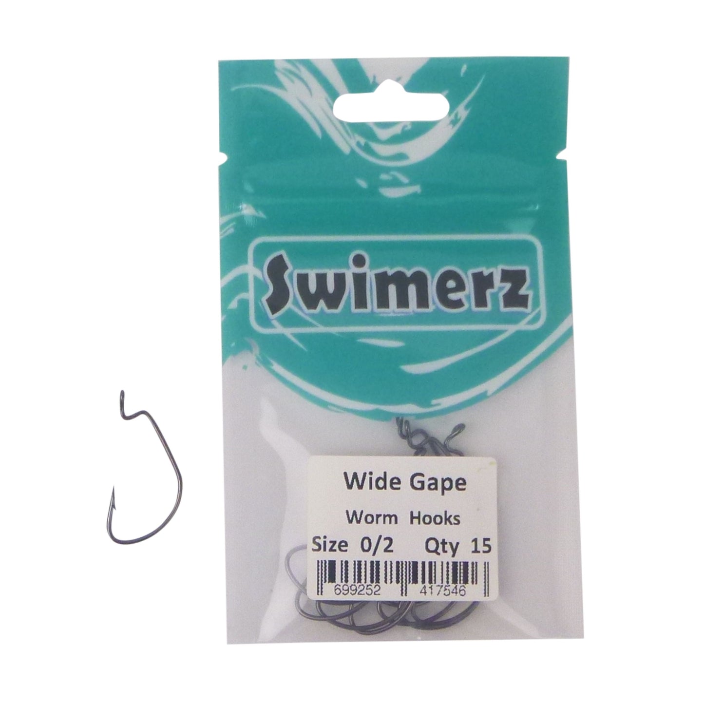 Swimerz 0/2 Wide Gape Worm Hook 15 Pack-1