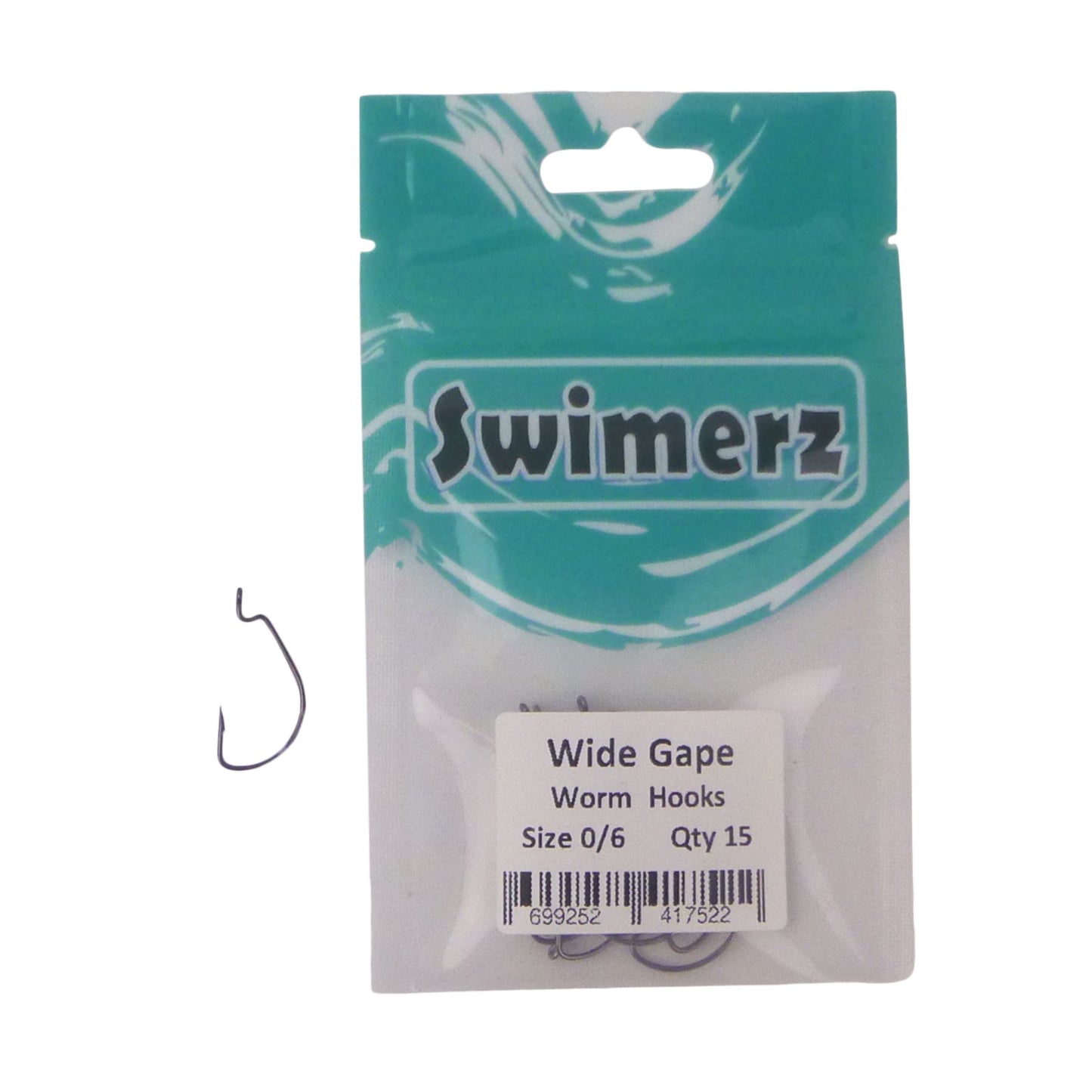 Swimerz 0/6 Wide Gape Worm Hook 15 Pack-1