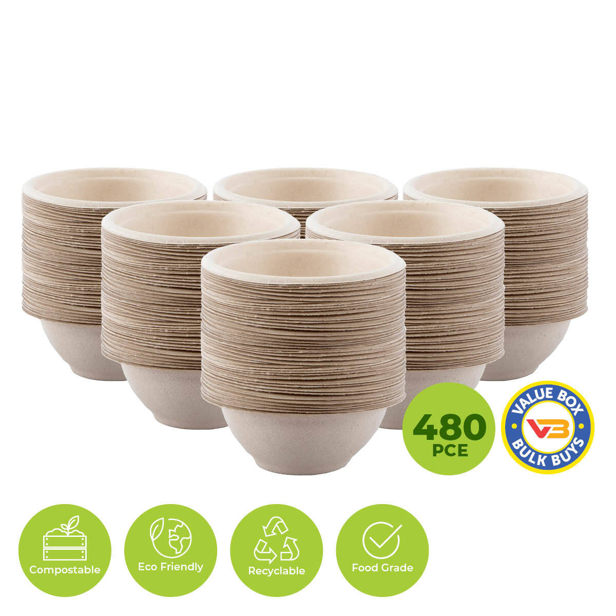 Party Central 480PCE Bowls Salad Soup Eco-Friendly Recyclable Durable 220ml