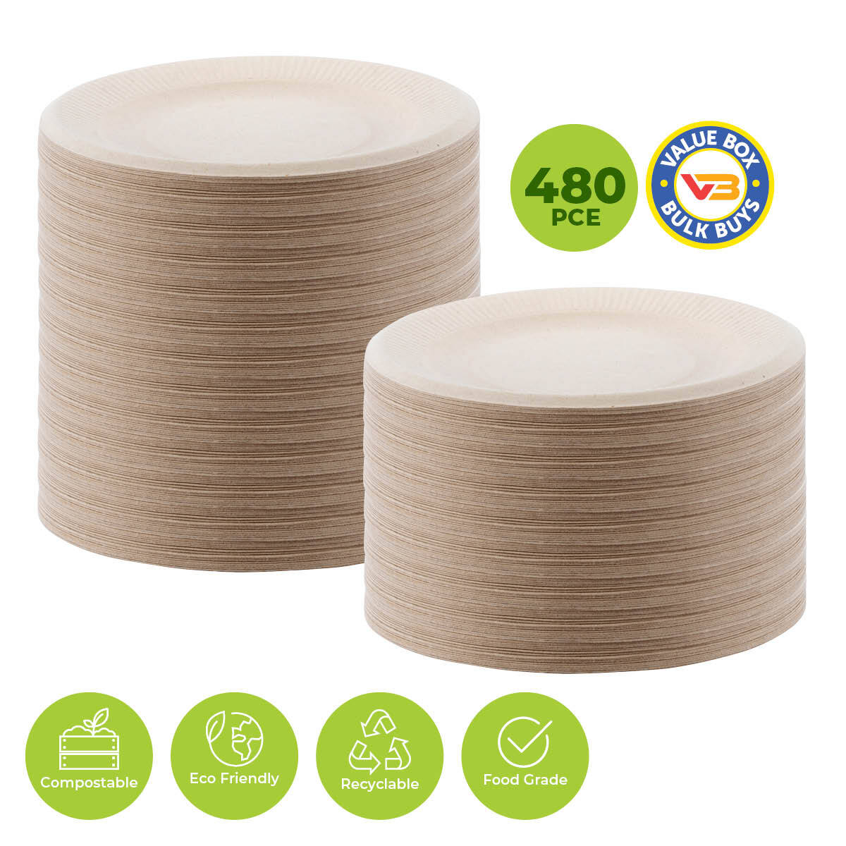 Party Central 480PCE Dessert Plates Eco-Friendly Recyclable Durable 11.8cm