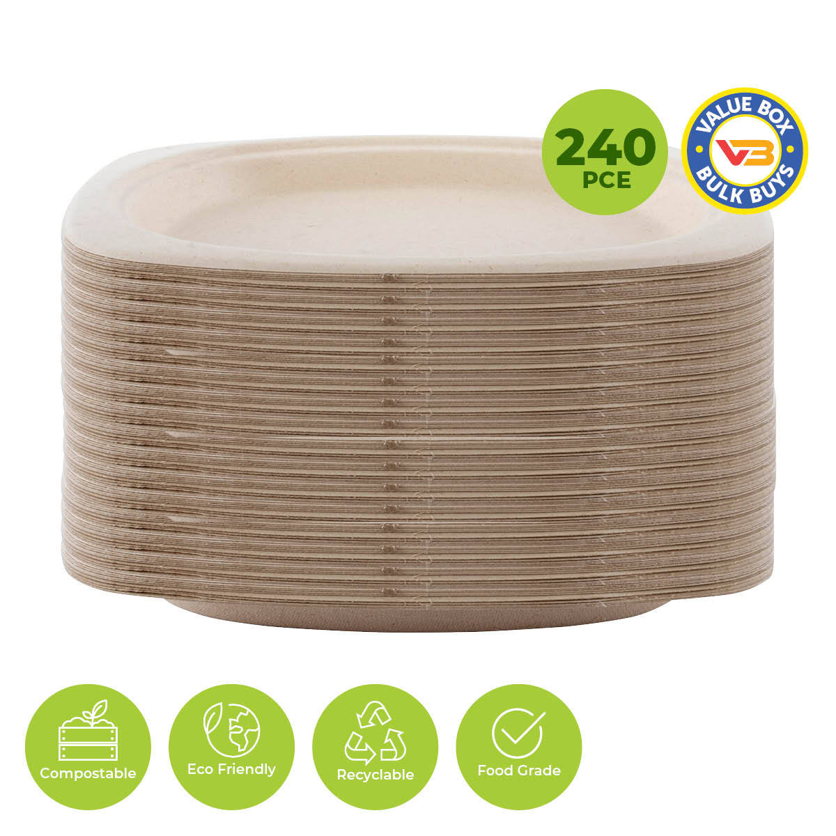 Party Central 240PCE Dinner Plates Oval Eco-Friendly Recyclable Durable 23cm