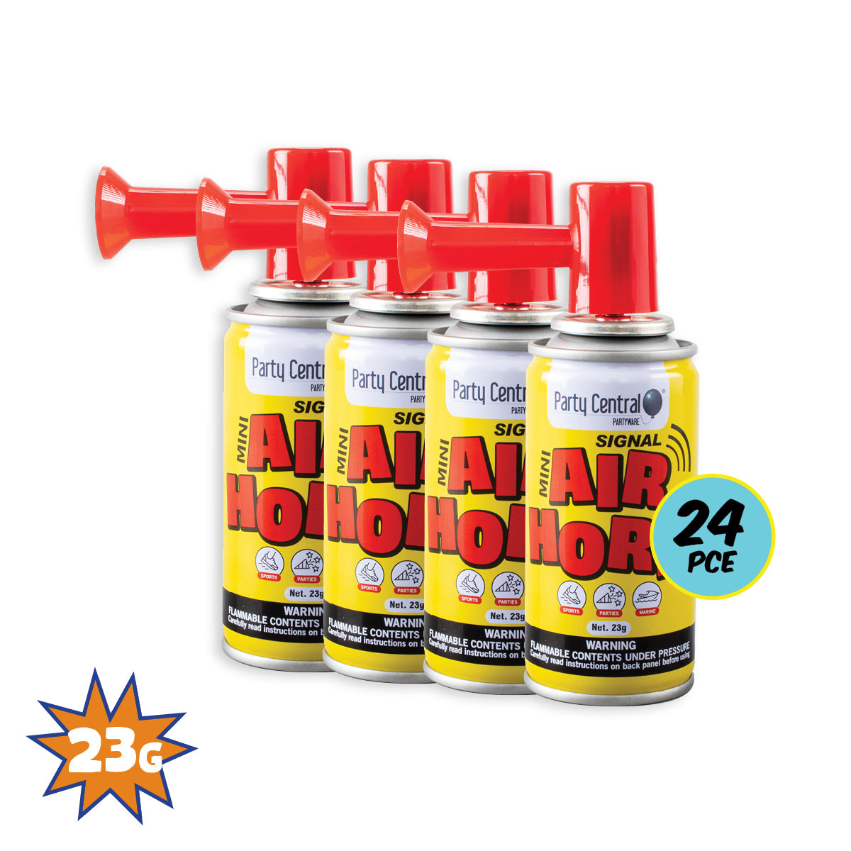 Party Central 24PCE Mini Air Horns Sporting Events Special Occasions 23g