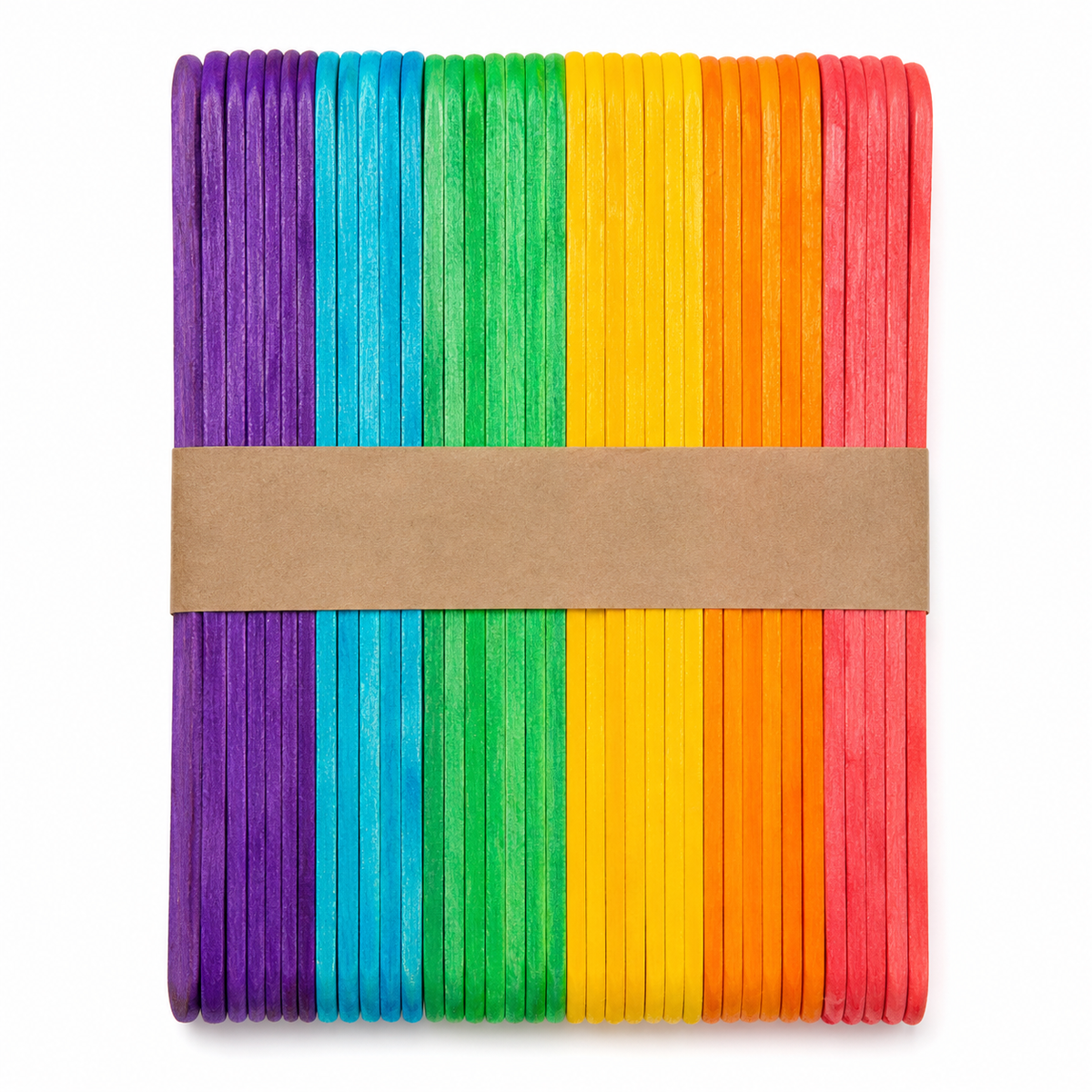 50x Coloured Wooden Craft Sticks 150mm for Arts, Crafts and School Projects