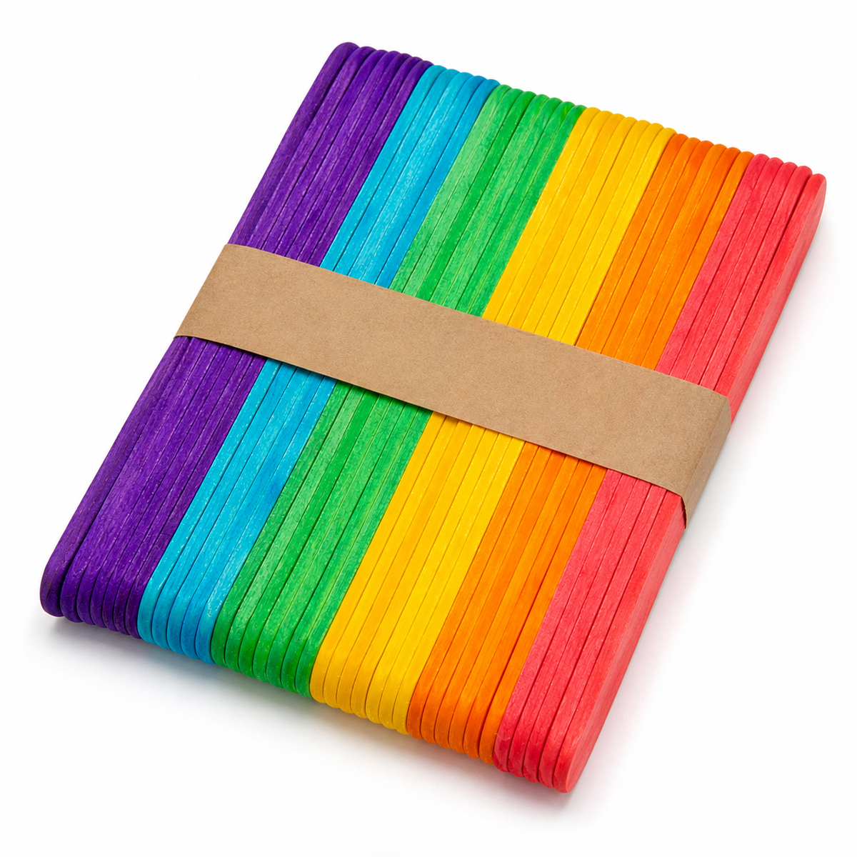 50x Coloured Wooden Craft Sticks 150mm for Arts, Crafts and School Projects