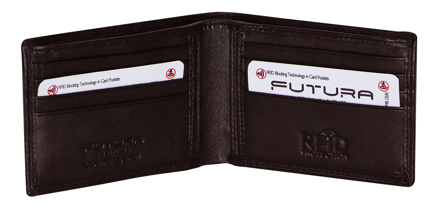 Futura Mens RFID Slim Leather Wallet - Brown-1