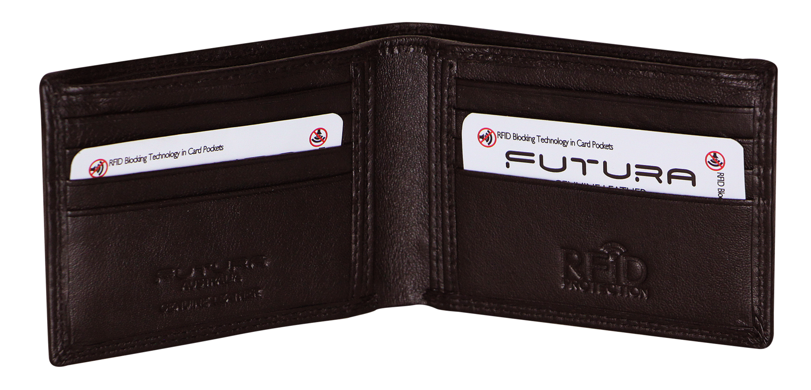 Futura Mens RFID Slim Leather Wallet - Brown-1