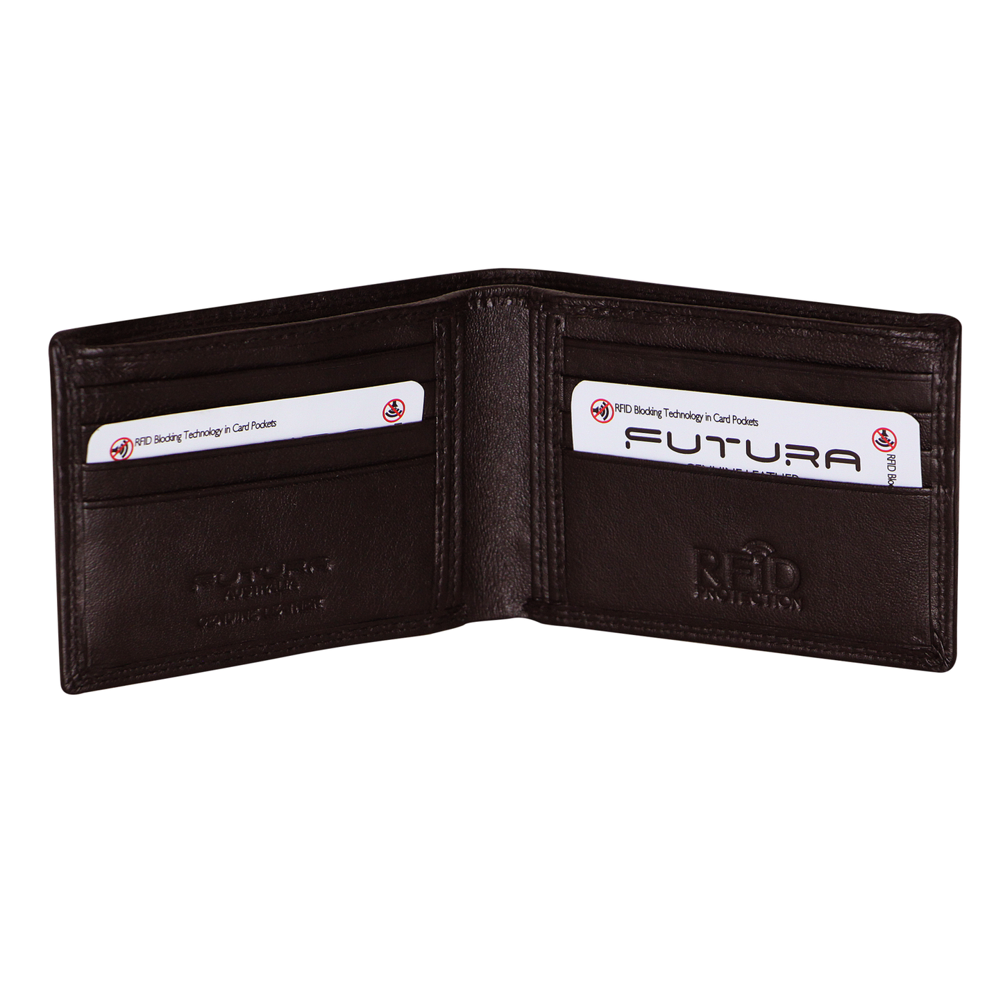 Futura Mens RFID Slim Leather Wallet - Brown-4